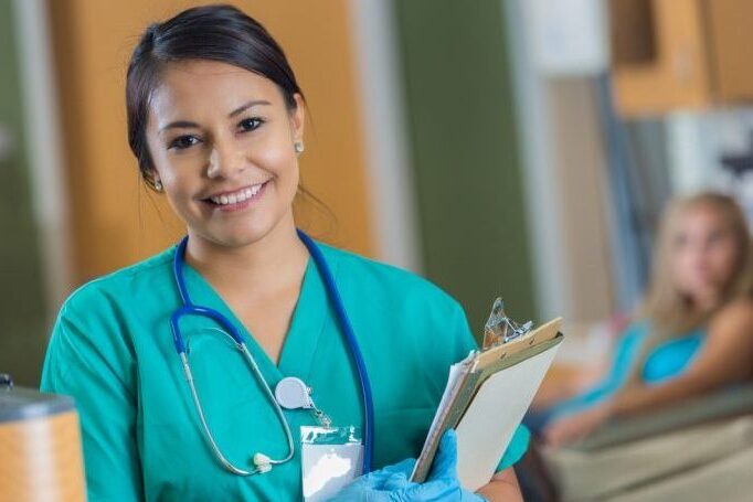 Confident medical professional in hospital room